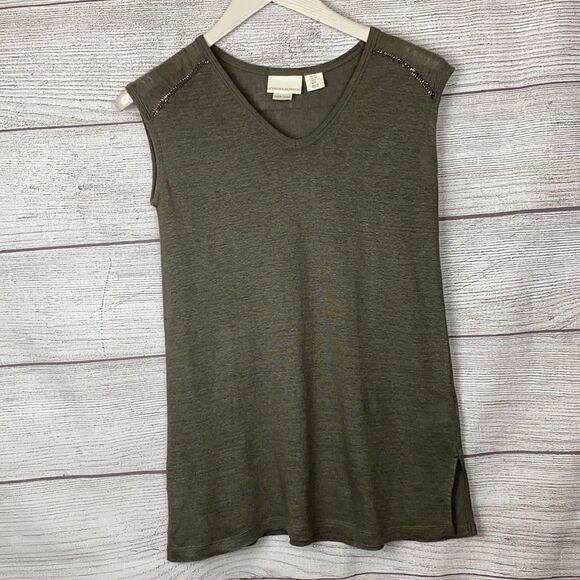 Cynthia Rowley 100% Linen Sleeveless V-neck Top - Picture 1 of 6